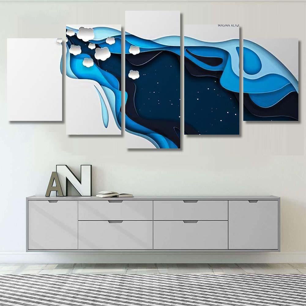 Paper Illustration Rocket Form Christmas Tree Galaxy Sky and Space Multi Piece Panel Canvas Home Decor Housewarming Gift Ideas Poster Canvas Gallery Prints