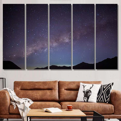 Milky Way Galaxy Many Stars Rise Galaxy Sky and Space Multi Piece Panel Canvas Home Decor Housewarming Gift Ideas Poster Canvas Gallery Prints