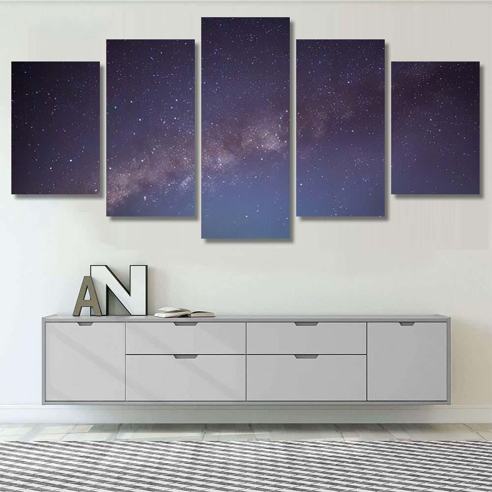 Milky Way Galaxy Many Stars Rise Galaxy Sky and Space Multi Piece Panel Canvas Home Decor Housewarming Gift Ideas Poster Canvas Gallery Prints