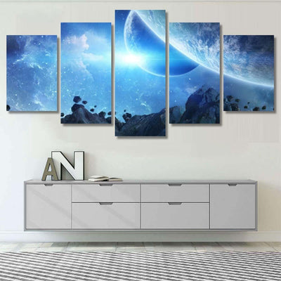 Panorama Distant Planet System Space During Galaxy Sky and Space Multi Piece Panel Canvas Home Decor Housewarming Gift Ideas Poster Canvas Gallery Prints