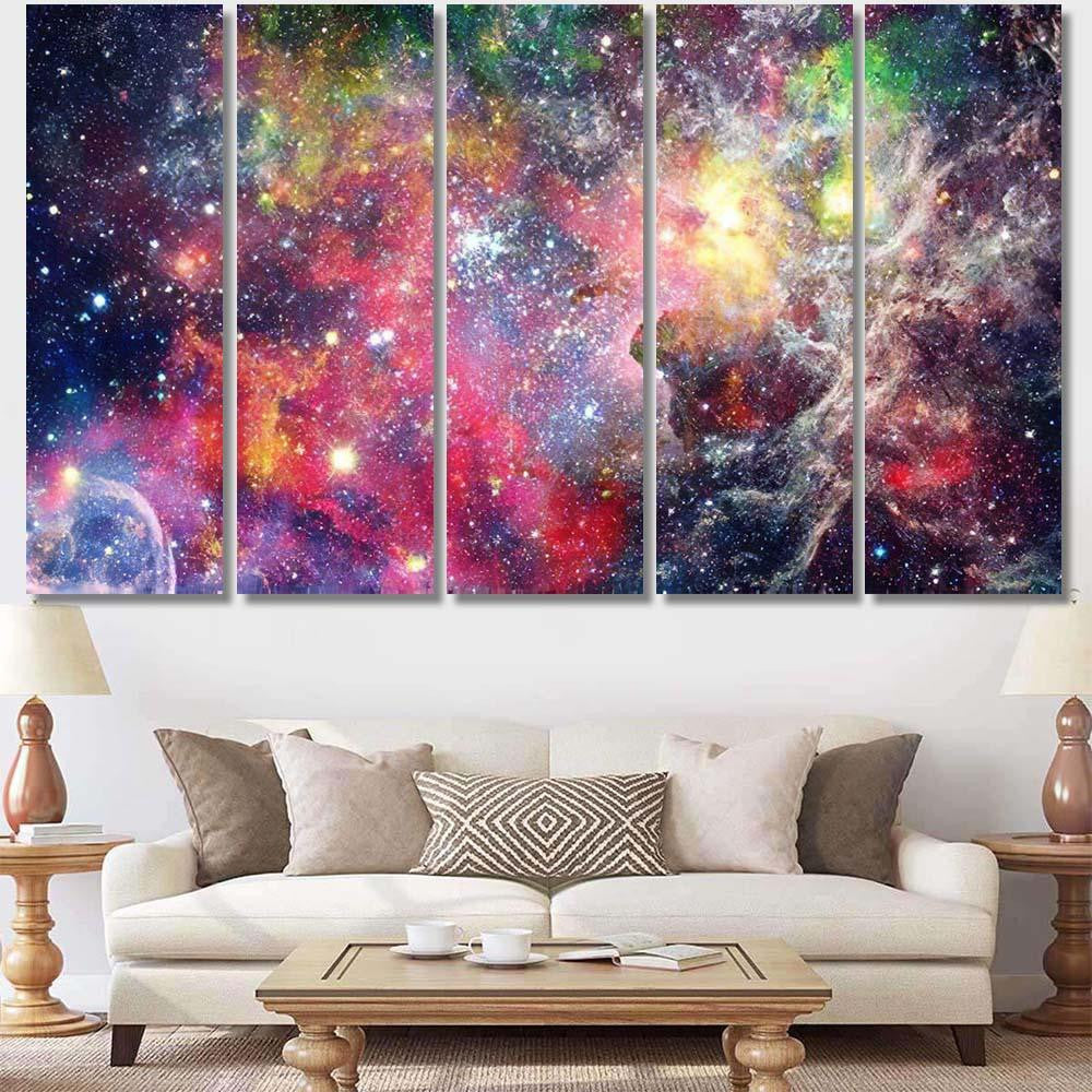Starry Outer Space Background Texture Elements Galaxy Sky and Space Multi Piece Panel Canvas Home Decor Housewarming Gift Ideas Poster Canvas Gallery Prints