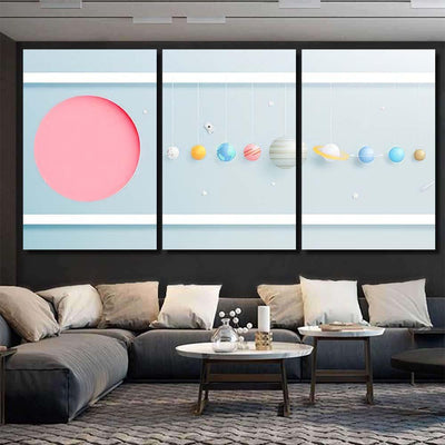 Solar System Paper Art Style Background 1 Galaxy Sky and Space Multi Piece Panel Canvas Home Decor Housewarming Gift Ideas Poster Canvas Gallery Prints
