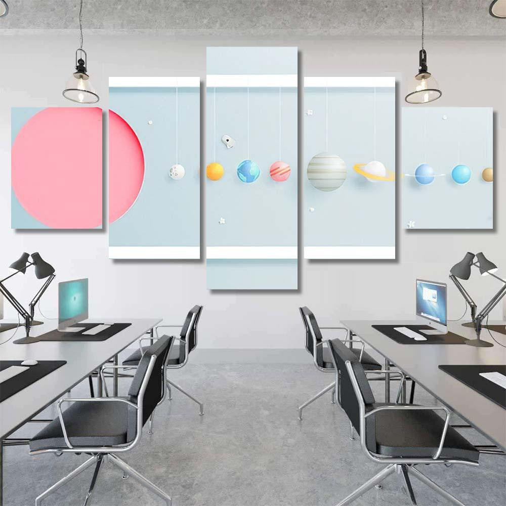 Solar System Paper Art Style Background 1 Galaxy Sky and Space Multi Piece Panel Canvas Home Decor Housewarming Gift Ideas Poster Canvas Gallery Prints