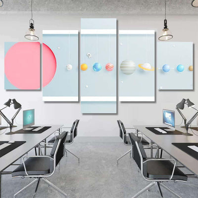 Solar System Paper Art Style Background 1 Galaxy Sky and Space Multi Piece Panel Canvas Home Decor Housewarming Gift Ideas Poster Canvas Gallery Prints