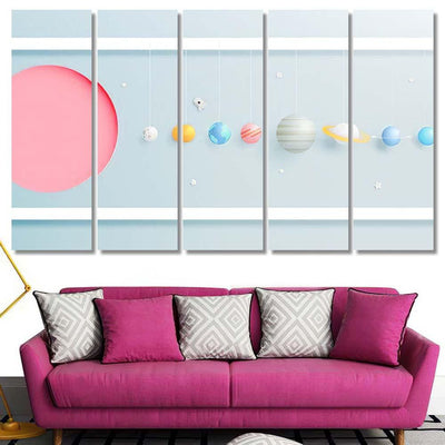 Solar System Paper Art Style Background 1 Galaxy Sky and Space Multi Piece Panel Canvas Home Decor Housewarming Gift Ideas Poster Canvas Gallery Prints