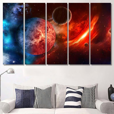 Space Scene Planets Stars Galaxies Panoramic 1 Galaxy Sky and Space Multi Piece Panel Canvas Home Decor Housewarming Gift Ideas Poster Canvas Gallery Prints