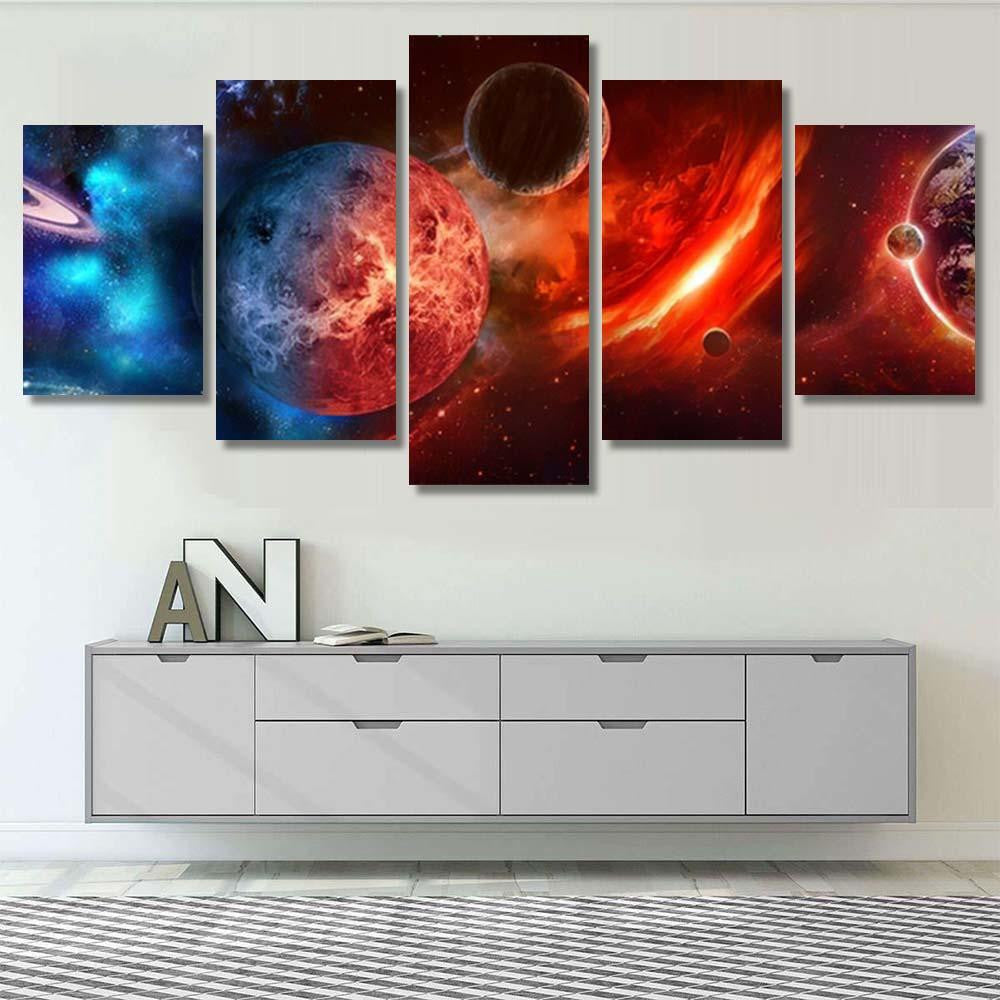 Space Scene Planets Stars Galaxies Panoramic 1 Galaxy Sky and Space Multi Piece Panel Canvas Home Decor Housewarming Gift Ideas Poster Canvas Gallery Prints