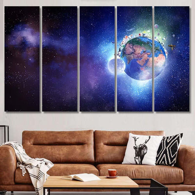 Solar System Planets 6 Galaxy Sky and Space Multi Piece Panel Canvas Home Decor Housewarming Gift Ideas Poster Canvas Gallery Prints