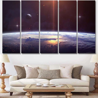 Planet Over Nebulae Space Elements This 2 Galaxy Sky and Space Multi Piece Panel Canvas Home Decor Housewarming Gift Ideas Poster Canvas Gallery Prints