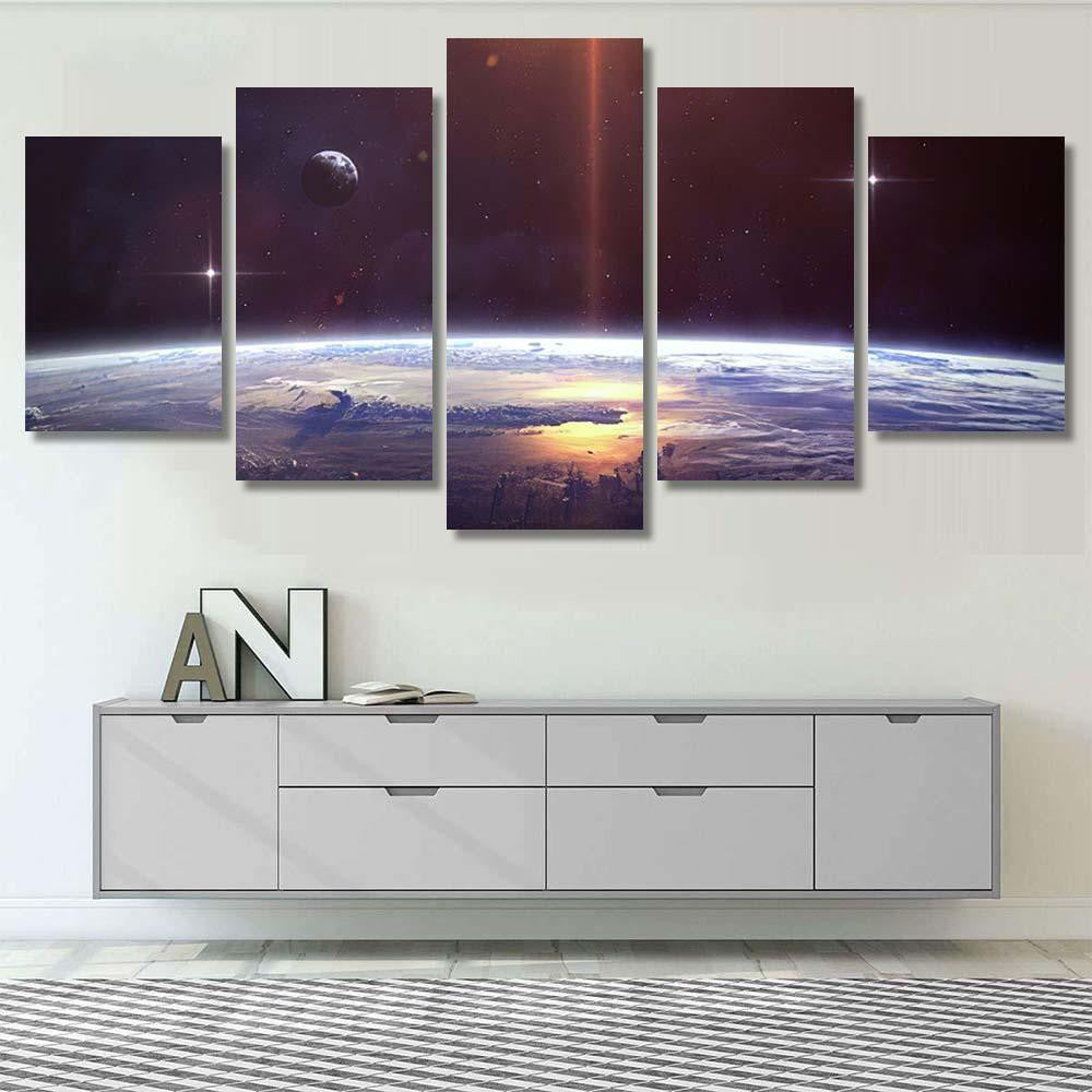 Planet Over Nebulae Space Elements This 2 Galaxy Sky and Space Multi Piece Panel Canvas Home Decor Housewarming Gift Ideas Poster Canvas Gallery Prints