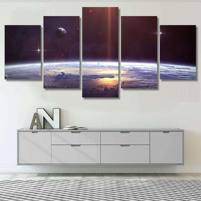Planet Over Nebulae Space Elements This 2 Galaxy Sky and Space Multi Piece Panel Canvas Home Decor Housewarming Gift Ideas Poster Canvas Gallery Prints
