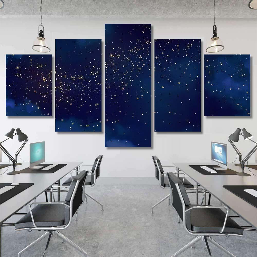 Magic Night Dark Blue Sky Sparkling 3 Galaxy Sky and Space Multi Piece Panel Canvas Home Decor Housewarming Gift Ideas Poster Canvas Gallery Prints