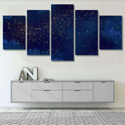 Magic Night Dark Blue Sky Sparkling 3 Galaxy Sky and Space Multi Piece Panel Canvas Home Decor Housewarming Gift Ideas Poster Canvas Gallery Prints