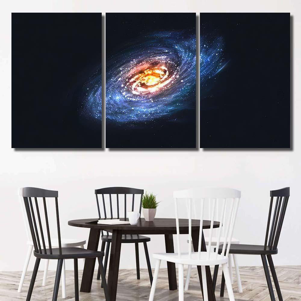 Spiral Galaxy On Cosmic Background Vector Galaxy Sky and Space Multi Piece Panel Canvas Home Decor Housewarming Gift Ideas Poster Canvas Gallery Prints