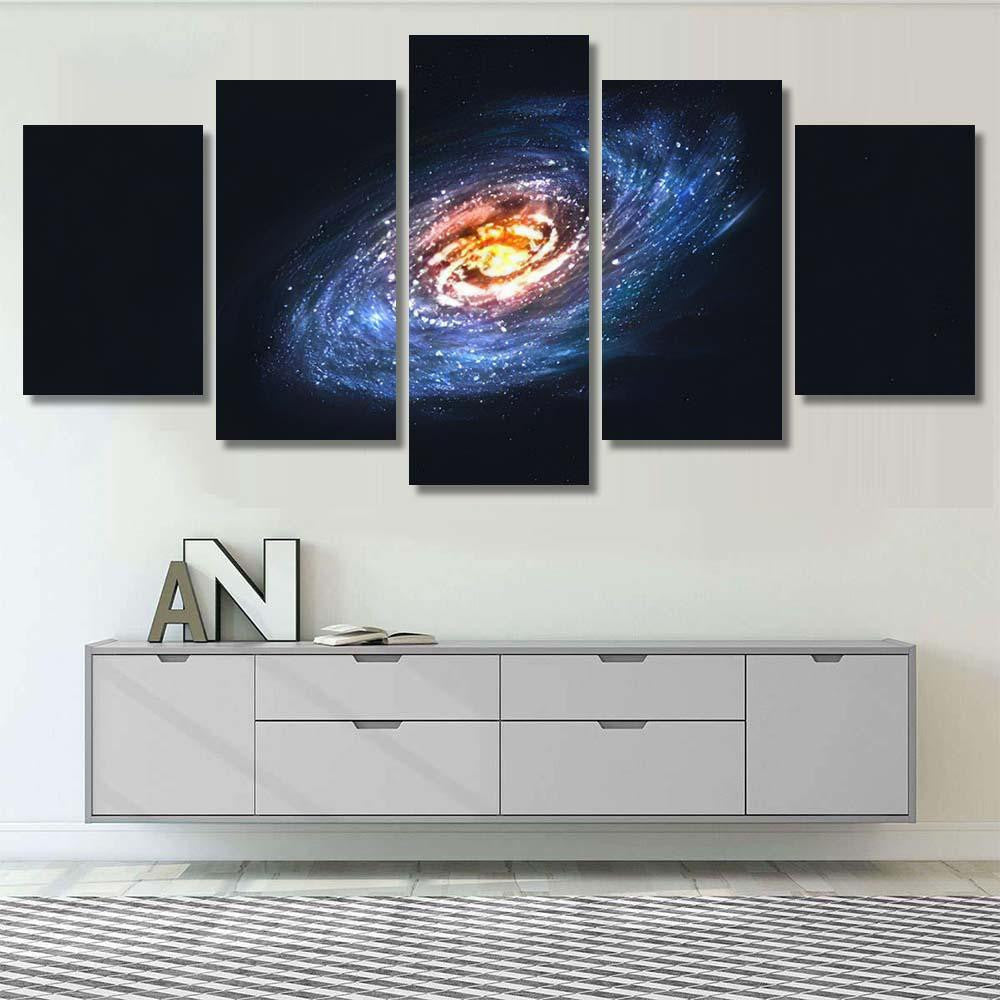 Spiral Galaxy On Cosmic Background Vector Galaxy Sky and Space Multi Piece Panel Canvas Home Decor Housewarming Gift Ideas Poster Canvas Gallery Prints
