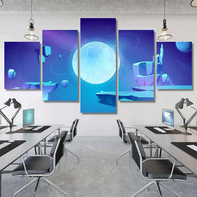 Space Background Landscape Alien Planet Craters Galaxy Sky and Space Multi Piece Panel Canvas Home Decor Housewarming Gift Ideas Poster Canvas Gallery Prints
