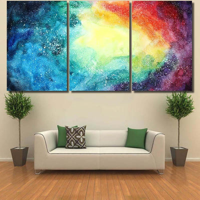 Space Hand Painted Watercolor Background Abstract Galaxy Sky and Space Multi Piece Panel Canvas Home Decor Housewarming Gift Ideas Poster Canvas Gallery Prints