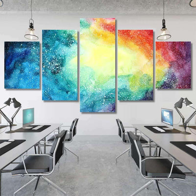 Space Hand Painted Watercolor Background Abstract Galaxy Sky and Space Multi Piece Panel Canvas Home Decor Housewarming Gift Ideas Poster Canvas Gallery Prints