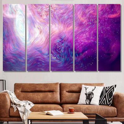 Morphing Neon Blue Purpleyellow Lines 3D Galaxy Sky and Space Multi Piece Panel Canvas Home Decor Housewarming Gift Ideas Poster Canvas Gallery Prints