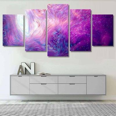 Morphing Neon Blue Purpleyellow Lines 3D Galaxy Sky and Space Multi Piece Panel Canvas Home Decor Housewarming Gift Ideas Poster Canvas Gallery Prints
