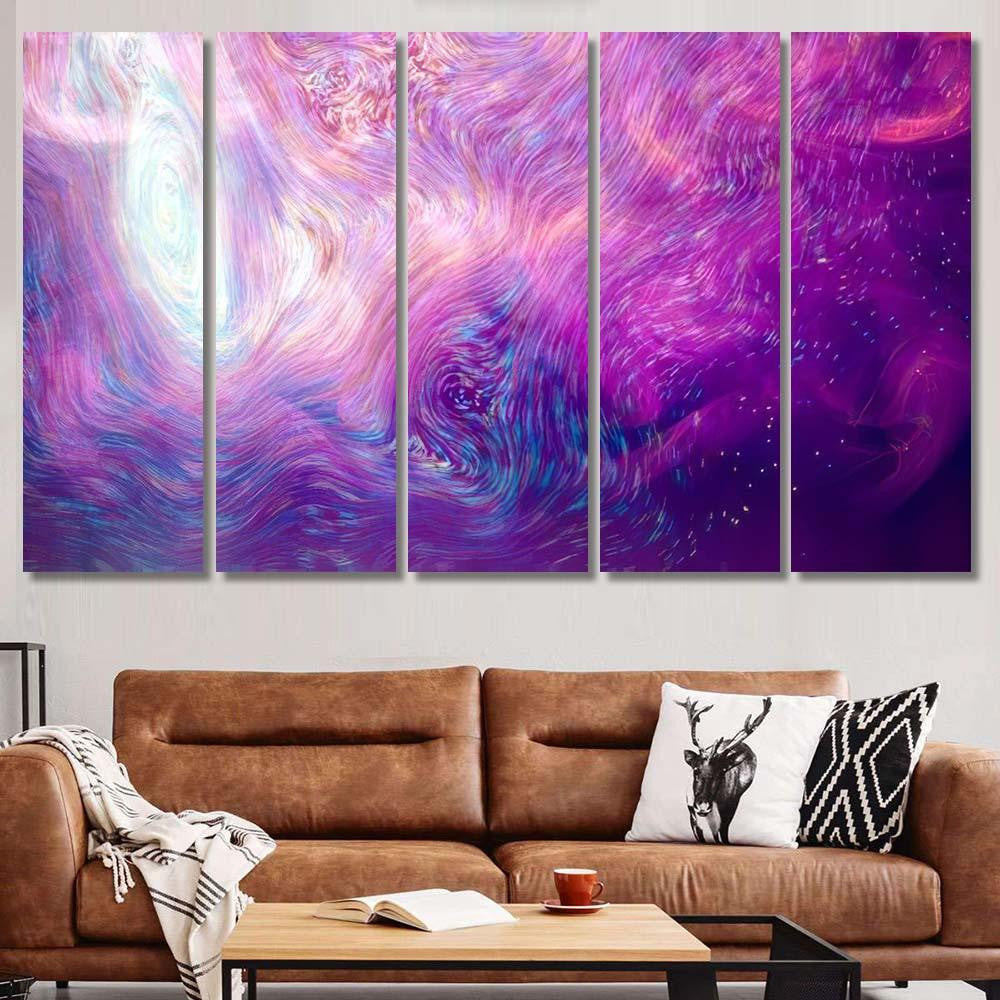 Morphing Neon Blue Purpleyellow Lines 3D Galaxy Sky and Space Multi Piece Panel Canvas Home Decor Housewarming Gift Ideas Poster Canvas Gallery Prints