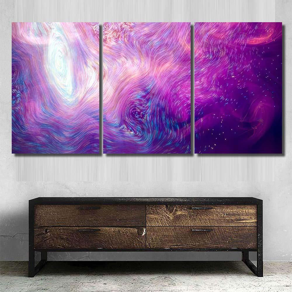 Morphing Neon Blue Purpleyellow Lines 3D Galaxy Sky and Space Multi Piece Panel Canvas Home Decor Housewarming Gift Ideas Poster Canvas Gallery Prints