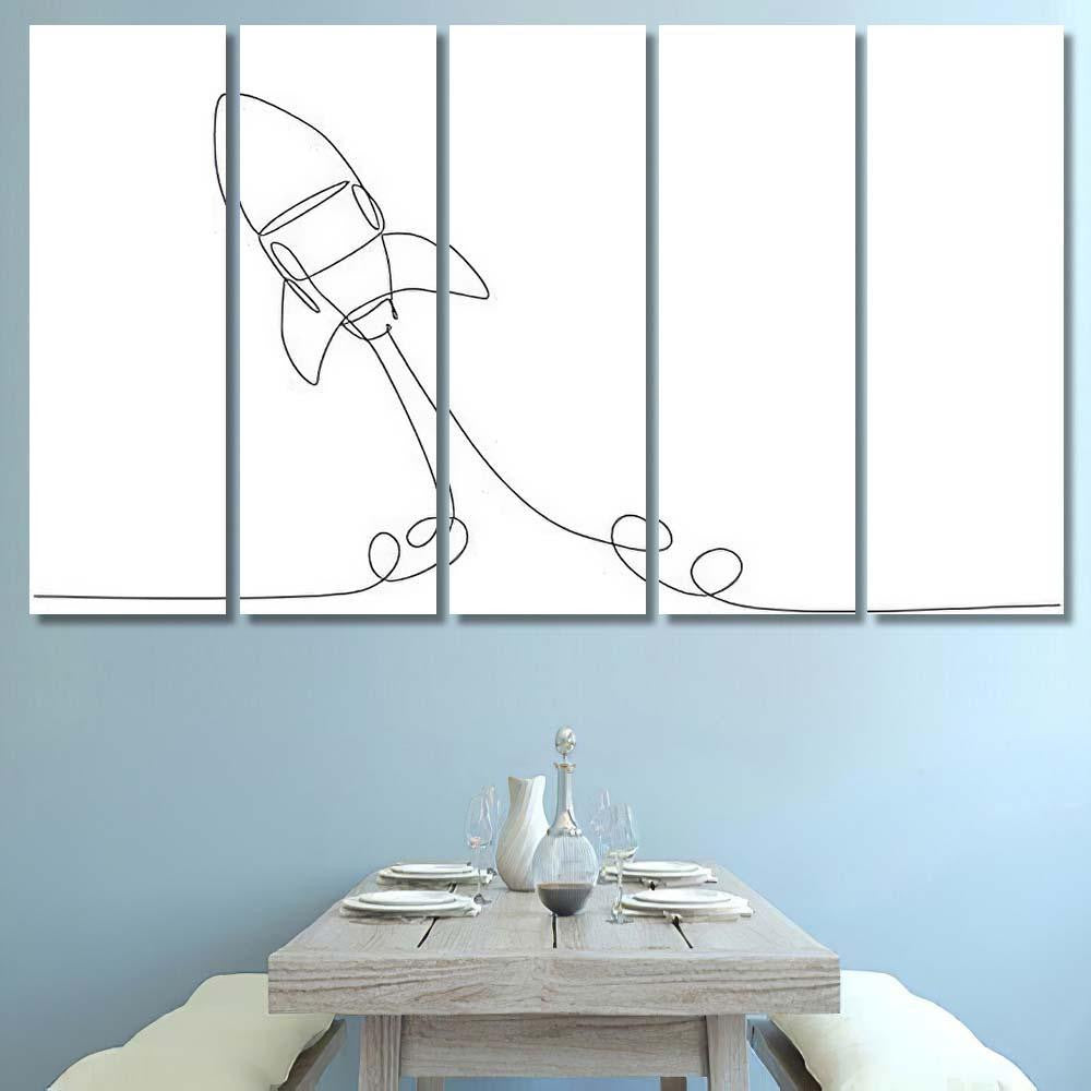 One Continuous Line Drawing Simple Retro Galaxy Sky and Space Multi Piece Panel Canvas Home Decor Housewarming Gift Ideas Poster Canvas Gallery Prints