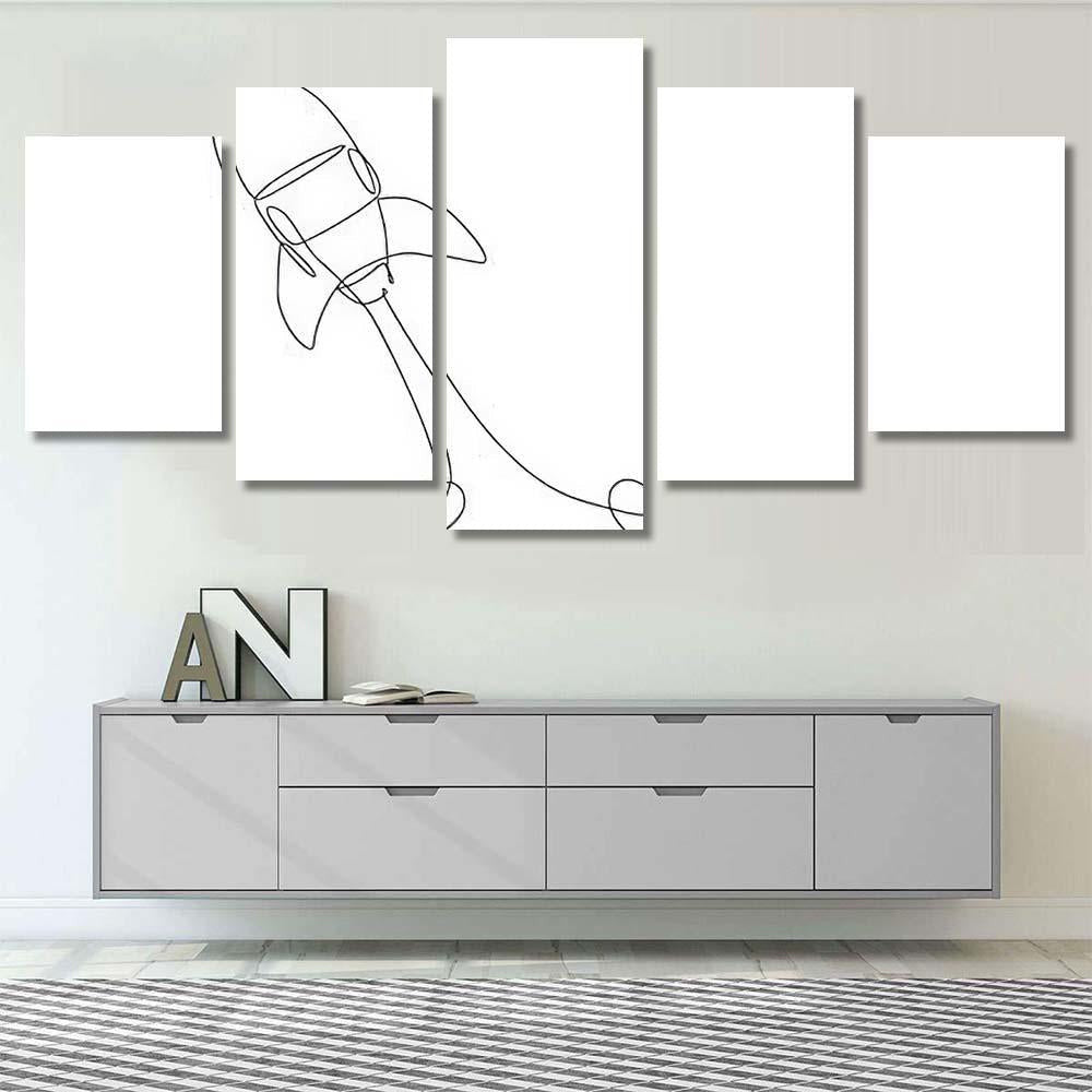 One Continuous Line Drawing Simple Retro Galaxy Sky and Space Multi Piece Panel Canvas Home Decor Housewarming Gift Ideas Poster Canvas Gallery Prints