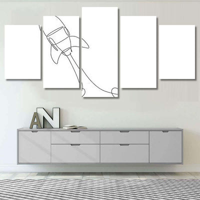 One Continuous Line Drawing Simple Retro Galaxy Sky and Space Multi Piece Panel Canvas Home Decor Housewarming Gift Ideas Poster Canvas Gallery Prints