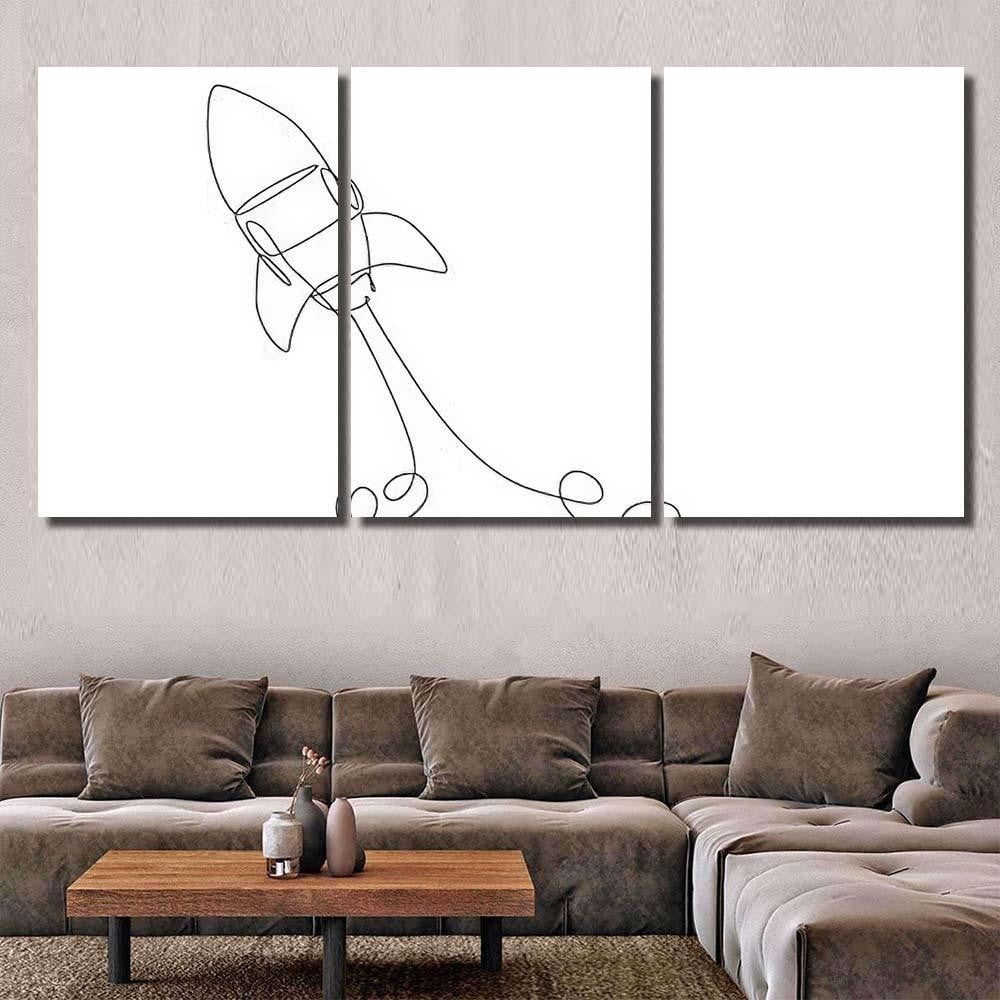 One Continuous Line Drawing Simple Retro Galaxy Sky and Space Multi Piece Panel Canvas Home Decor Housewarming Gift Ideas Poster Canvas Gallery Prints