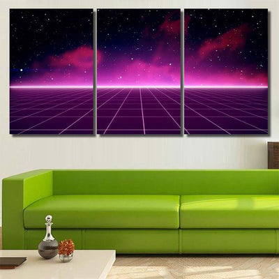 Retro Scifi Background Futuristic Landscape 80S 2 Galaxy Sky and Space Multi Piece Panel Canvas Home Decor Housewarming Gift Ideas Poster Canvas Gallery Prints