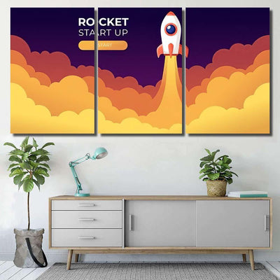 Rocket Launch Sky Flying Over Clouds 1 Galaxy Sky and Space Multi Piece Panel Canvas Home Decor Housewarming Gift Ideas Poster Canvas Gallery Prints