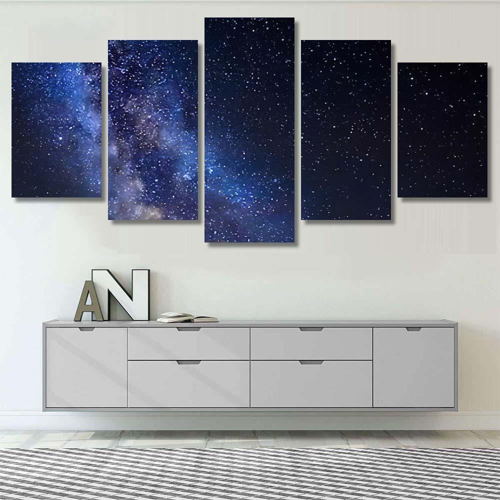 Milky Way Night Scene 1 Galaxy Sky and Space Multi Piece Panel Canvas Home Decor Housewarming Gift Ideas Poster Canvas Gallery Prints