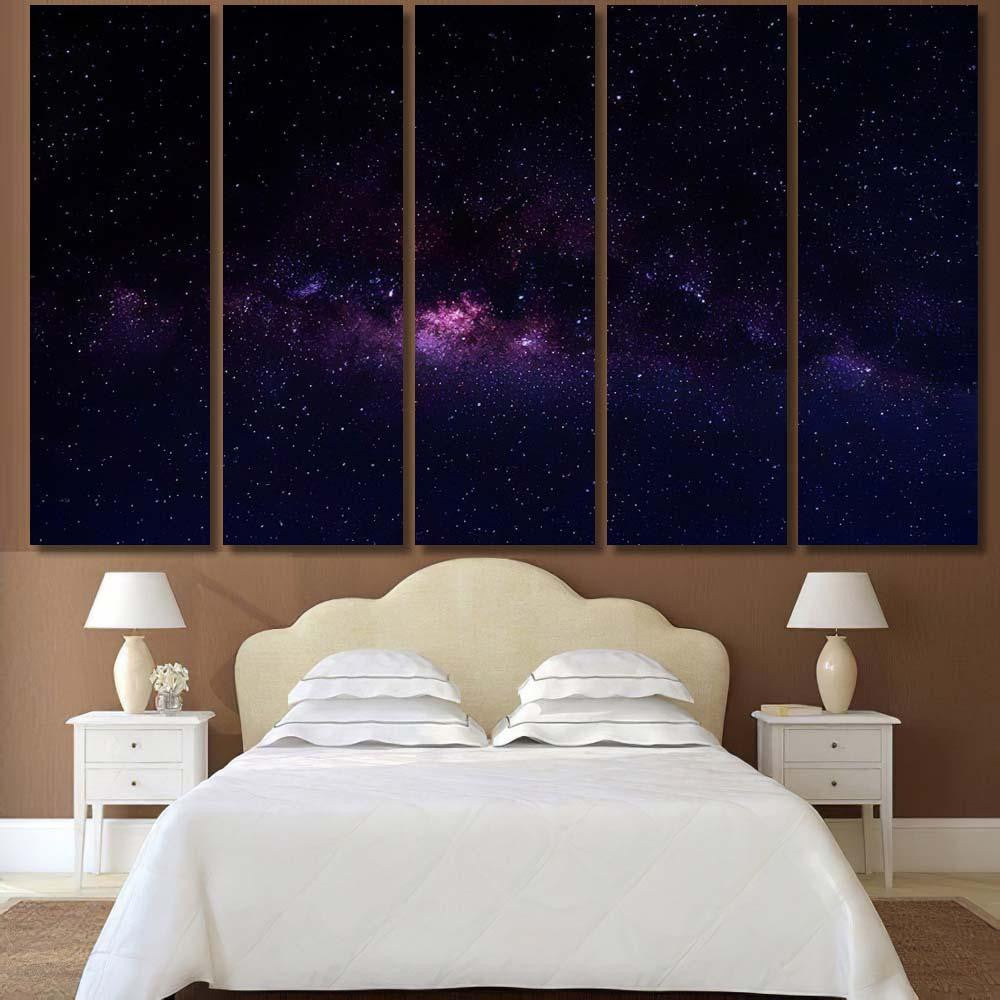 Milky Way Galaxy Seen Serengeti Tanzani A1 Galaxy Sky and Space Multi Piece Panel Canvas Home Decor Housewarming Gift Ideas Poster Canvas Gallery Prints