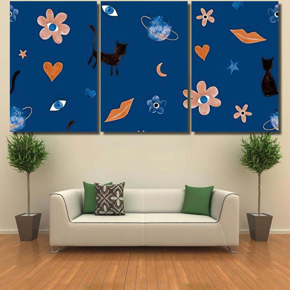 Hand Abstract Watercolor Cats Planets 17 Galaxy Sky and Space Multi Piece Panel Canvas Home Decor Housewarming Gift Ideas Poster Canvas Gallery Prints
