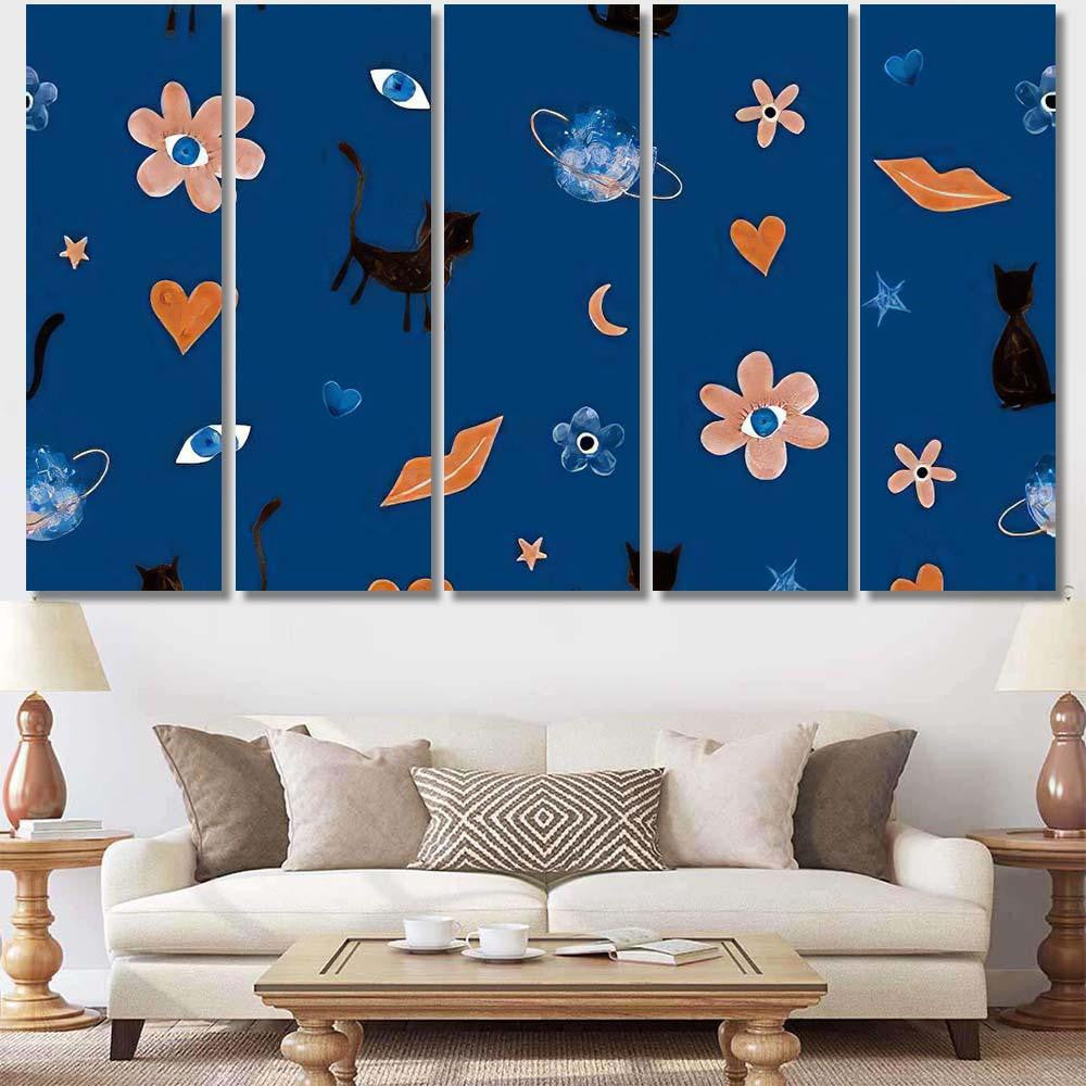 Hand Abstract Watercolor Cats Planets 17 Galaxy Sky and Space Multi Piece Panel Canvas Home Decor Housewarming Gift Ideas Poster Canvas Gallery Prints
