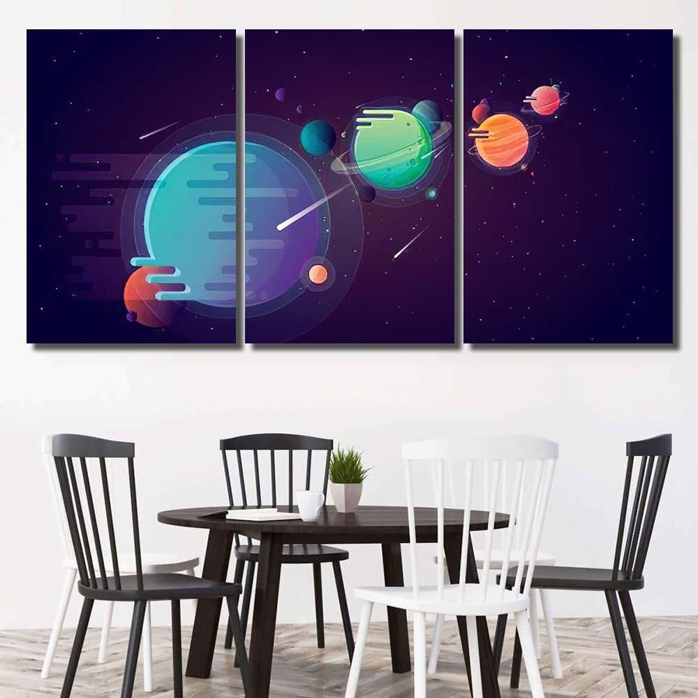 Set Unusual Colorful Vivid Planets On Galaxy Sky and Space Multi Piece Panel Canvas Home Decor Housewarming Gift Ideas Poster Canvas Gallery Prints