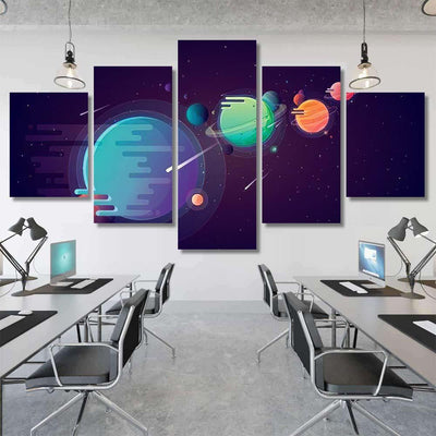 Set Unusual Colorful Vivid Planets On Galaxy Sky and Space Multi Piece Panel Canvas Home Decor Housewarming Gift Ideas Poster Canvas Gallery Prints