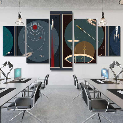 Retro Futurism Space Posters Mid Century Galaxy Sky and Space Multi Piece Panel Canvas Home Decor Housewarming Gift Ideas Poster Canvas Gallery Prints