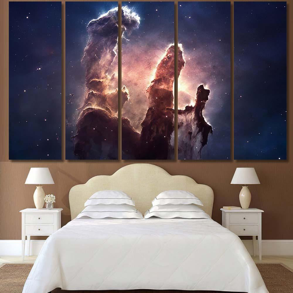 Nebula Stars Deep Space Glowing Mysterious 2 Galaxy Sky and Space Multi Piece Panel Canvas Home Decor Housewarming Gift Ideas Poster Canvas Gallery Prints