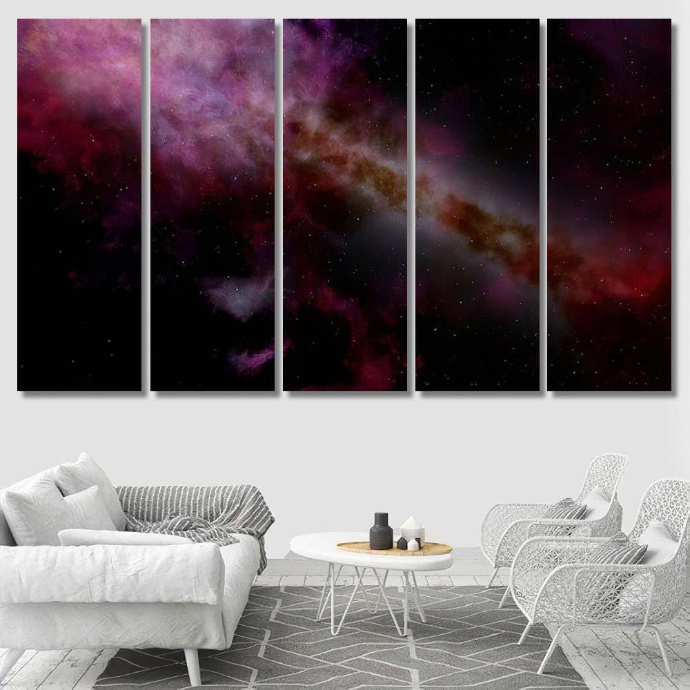 Light Purple Fantastic Nebula Galaxy 3D 4 Galaxy Sky and Space Multi Piece Panel Canvas Home Decor Housewarming Gift Ideas Poster Canvas Gallery Prints