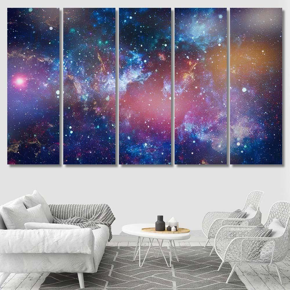 Space Many Light Years Far Earth Galaxy Sky and Space Multi Piece Panel Canvas Home Decor Housewarming Gift Ideas Poster Canvas Gallery Prints