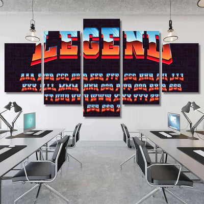 Retro Futuristic Latin Font Vector Alphabet Galaxy Sky and Space Multi Piece Panel Canvas Home Decor Housewarming Gift Ideas Poster Canvas Gallery Prints