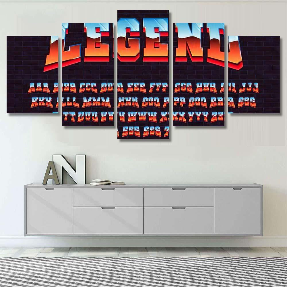 Retro Futuristic Latin Font Vector Alphabet Galaxy Sky and Space Multi Piece Panel Canvas Home Decor Housewarming Gift Ideas Poster Canvas Gallery Prints
