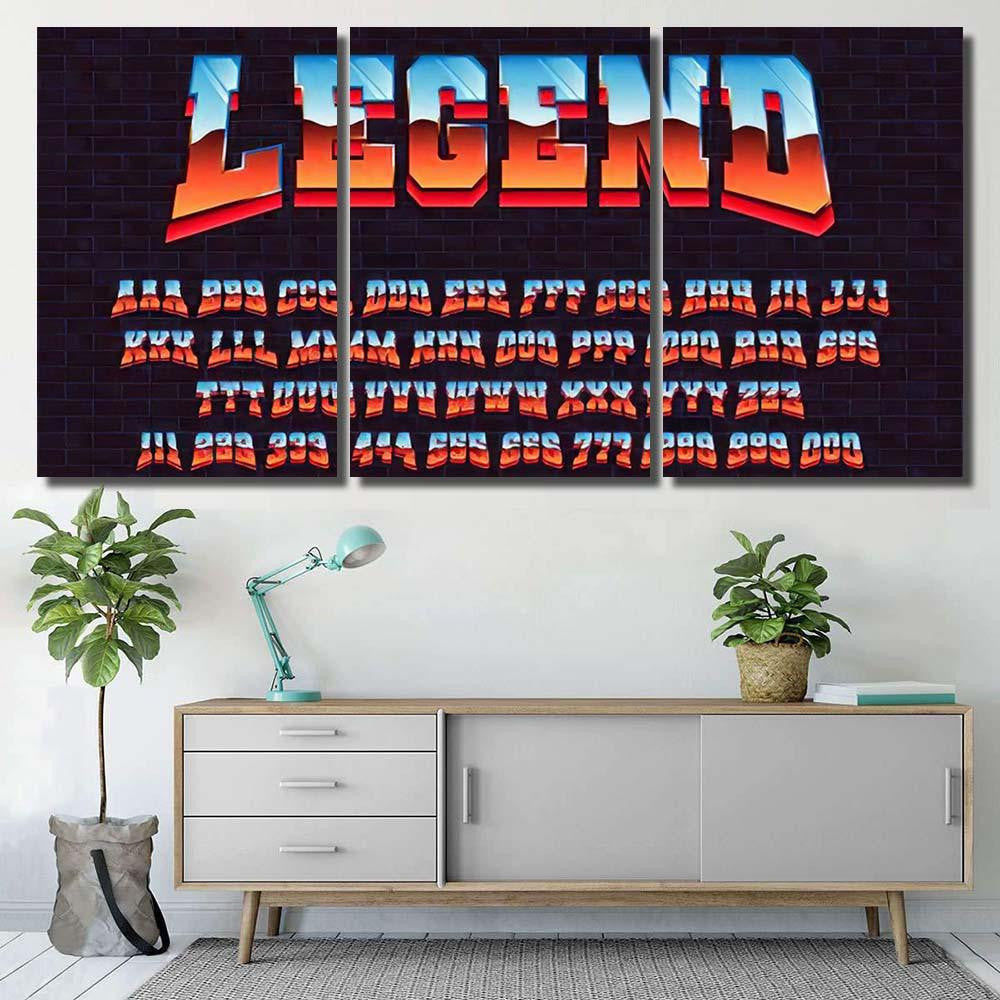 Retro Futuristic Latin Font Vector Alphabet Galaxy Sky and Space Multi Piece Panel Canvas Home Decor Housewarming Gift Ideas Poster Canvas Gallery Prints