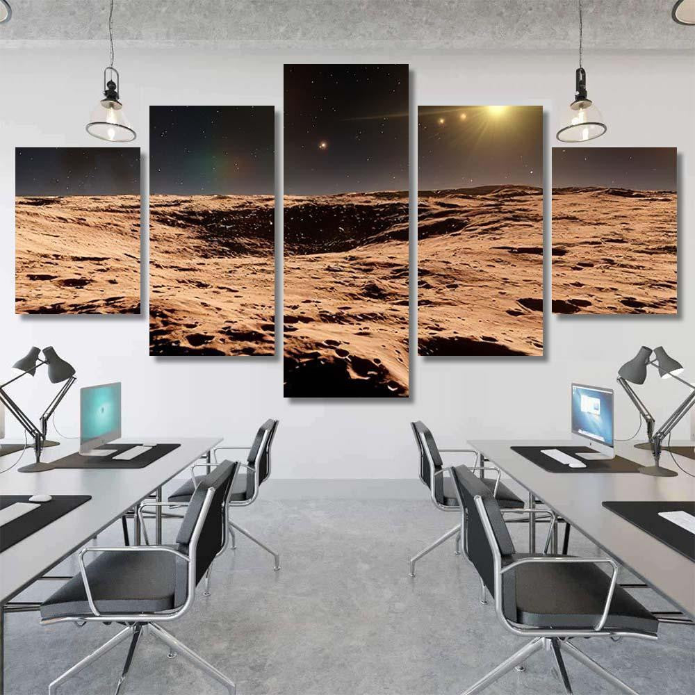 Realistic Surface Alien Planet View Exoplanet Galaxy Sky and Space Multi Piece Panel Canvas Home Decor Housewarming Gift Ideas Poster Canvas Gallery Prints