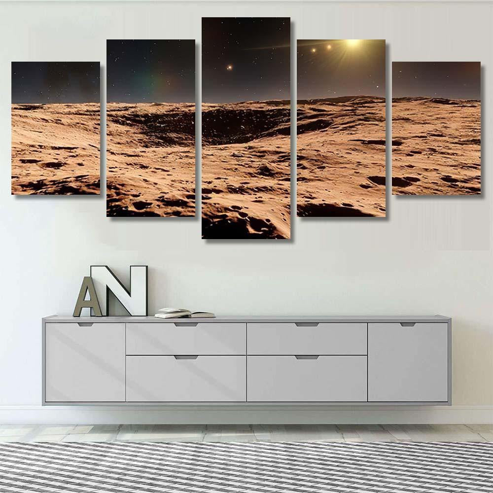 Realistic Surface Alien Planet View Exoplanet Galaxy Sky and Space Multi Piece Panel Canvas Home Decor Housewarming Gift Ideas Poster Canvas Gallery Prints
