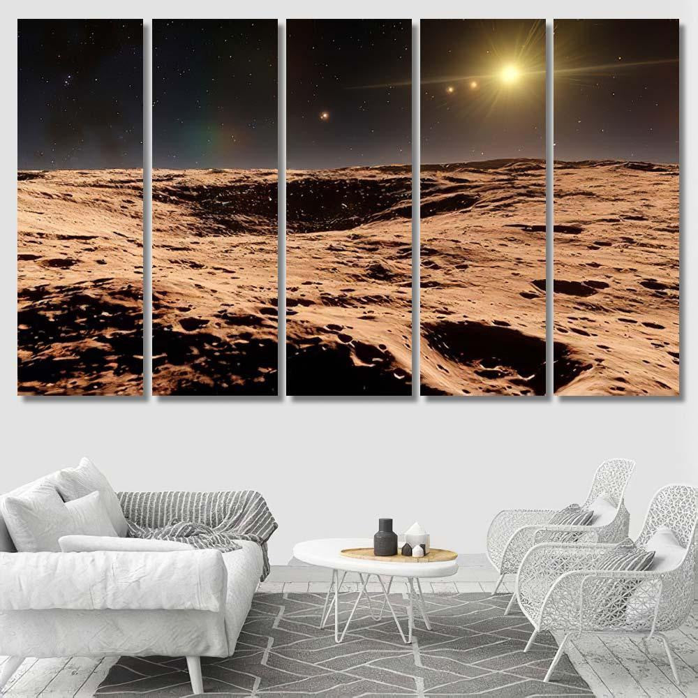 Realistic Surface Alien Planet View Exoplanet Galaxy Sky and Space Multi Piece Panel Canvas Home Decor Housewarming Gift Ideas Poster Canvas Gallery Prints