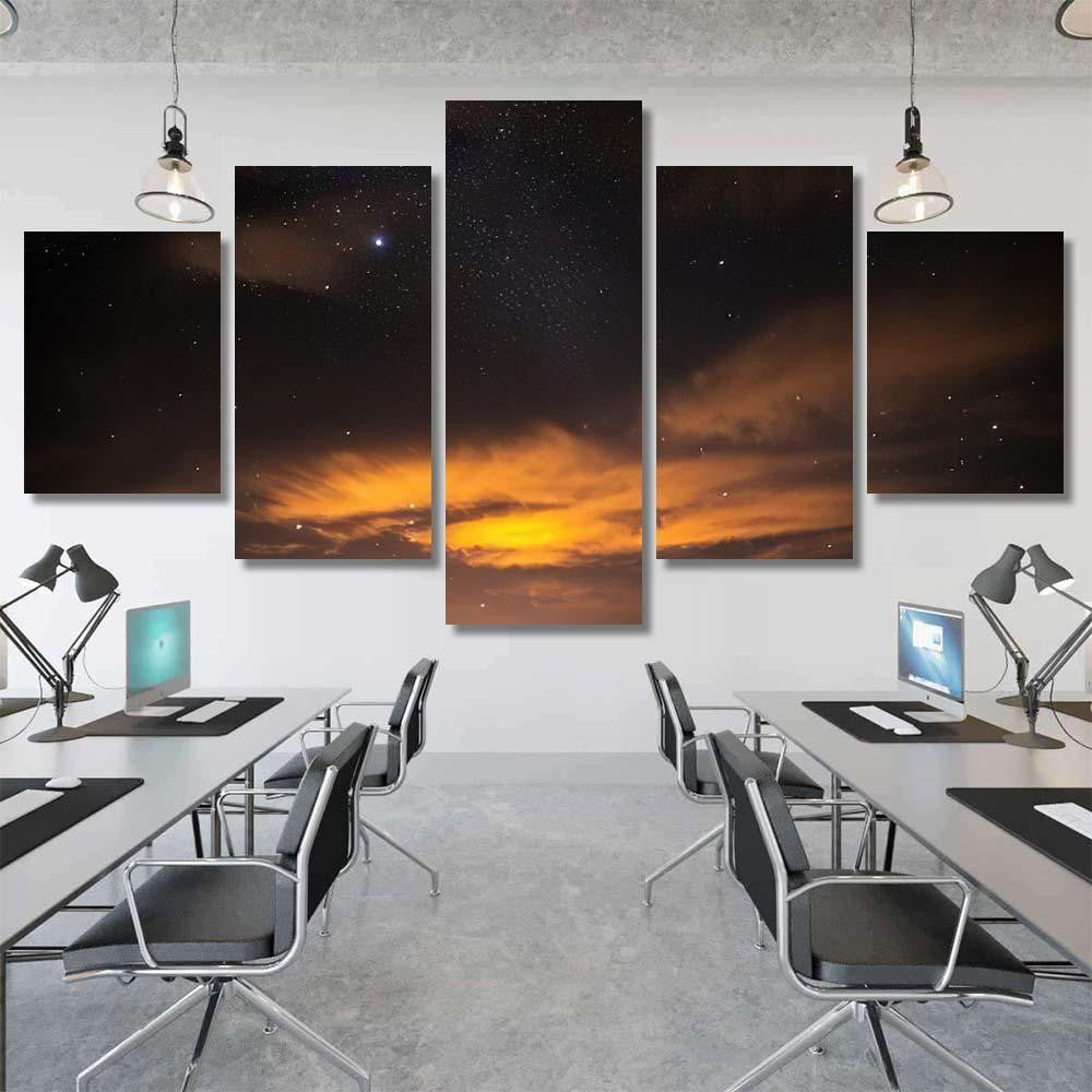 Milky Way Orange Clouds Dark Sky Galaxy Sky and Space Multi Piece Panel Canvas Home Decor Housewarming Gift Ideas Poster Canvas Gallery Prints