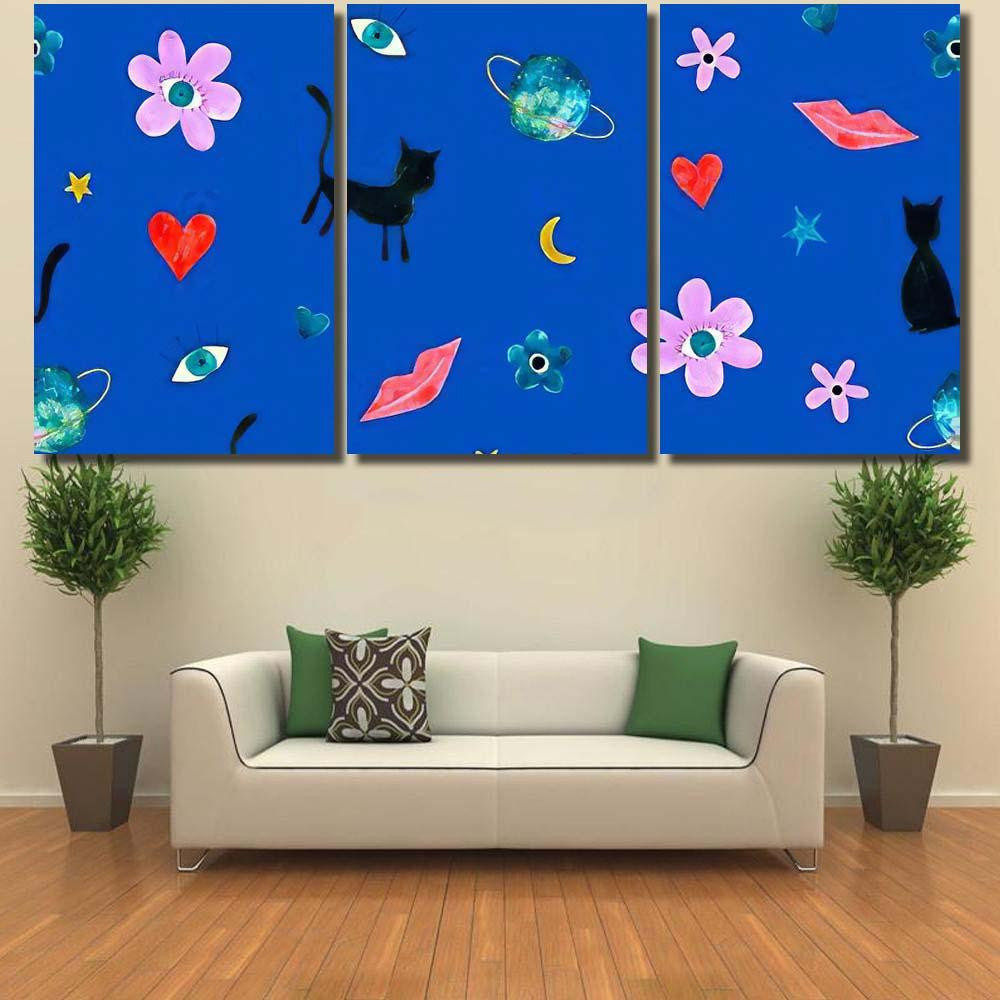 Hand Abstract Watercolor Cats Planets 19 Galaxy Sky and Space Multi Piece Panel Canvas Home Decor Housewarming Gift Ideas Poster Canvas Gallery Prints